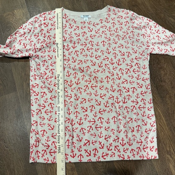 Old Navy women’s white coral anchor print long sleeve sweater size large - Picture 5 of 7